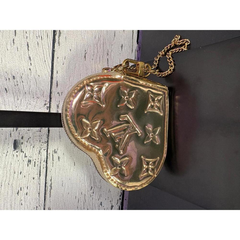 Louis Vuitton Heart-Shaped Gold Monogram Coin Purse